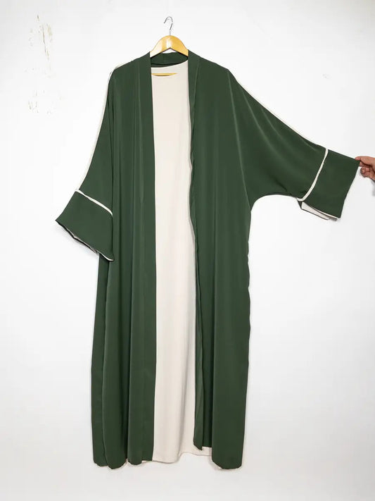 Abaya Kimono with Two-Piece Silk Pearl Hijab London