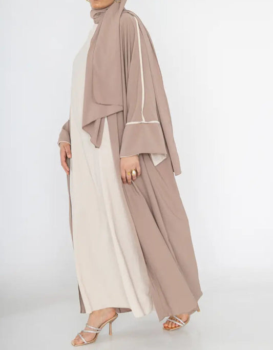 Abaya Kimono with Two-Piece Silk Pearl Hijab London