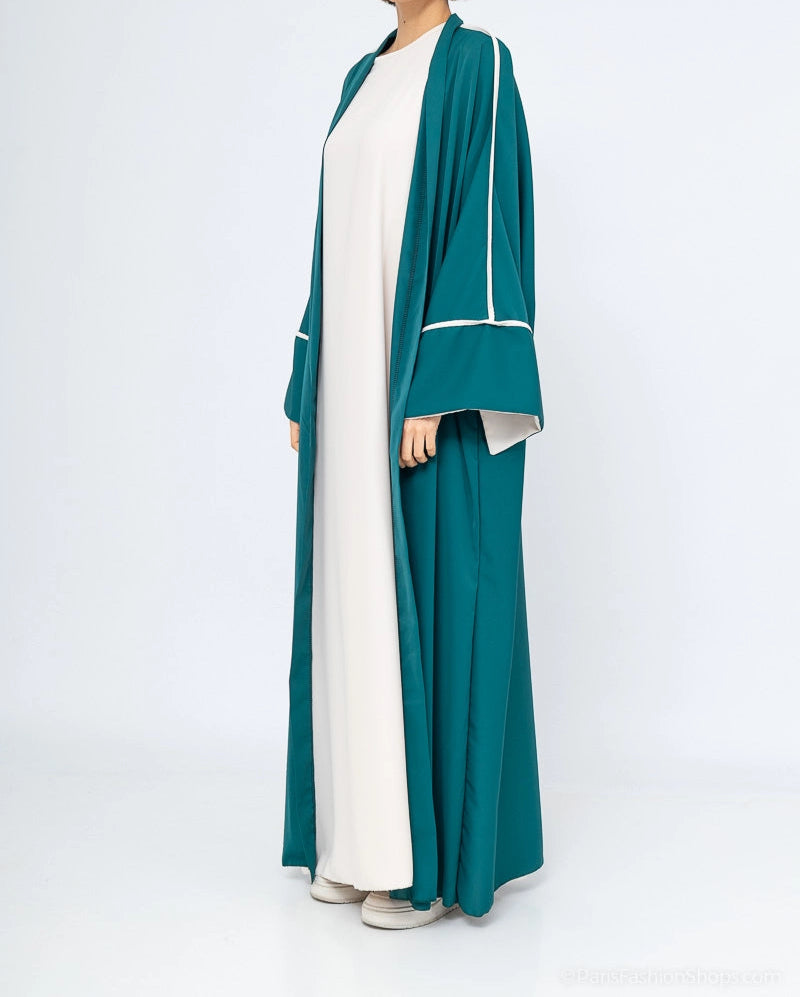 Abaya Kimono with Two-Piece Silk Pearl Hijab London